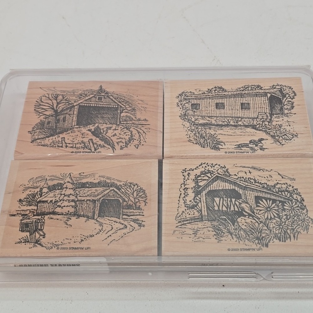 Stampin Up 2003 Changing Seasons Covered Bridges Spring Summer Fall Winter Stamp
